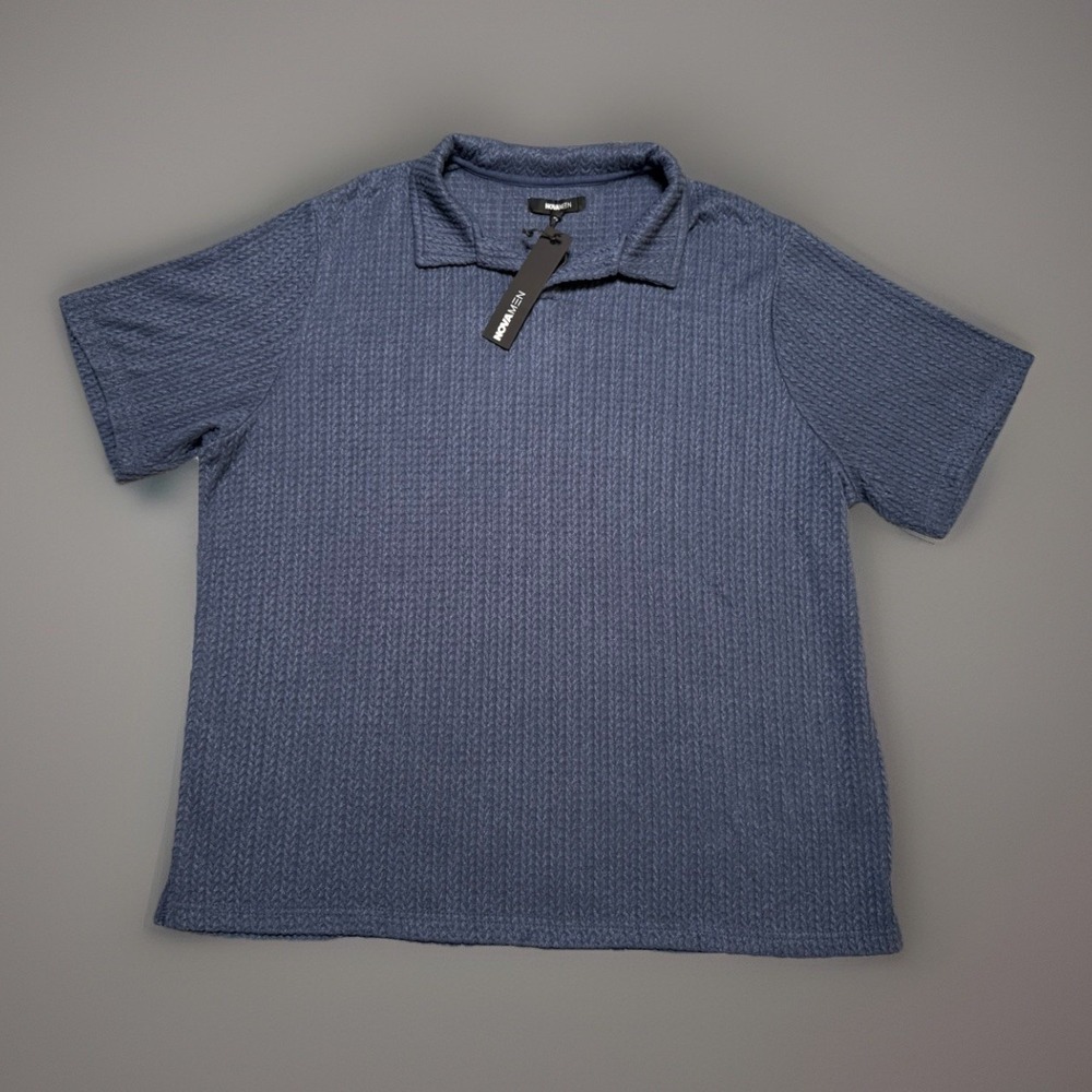 NWT Nova Men Catamimi Textured Polo‎ Navy Blue Size 3XL